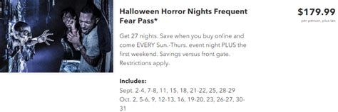 hhn 2022 frequent fear pass  That’s a $6 increase over the same ticket last year